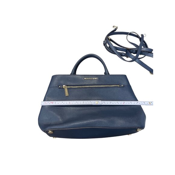 Michael Kors Womans Navy Blue Saffiano Leather Satchell Crossbody L SKU 9525 - Picture 6 of 16